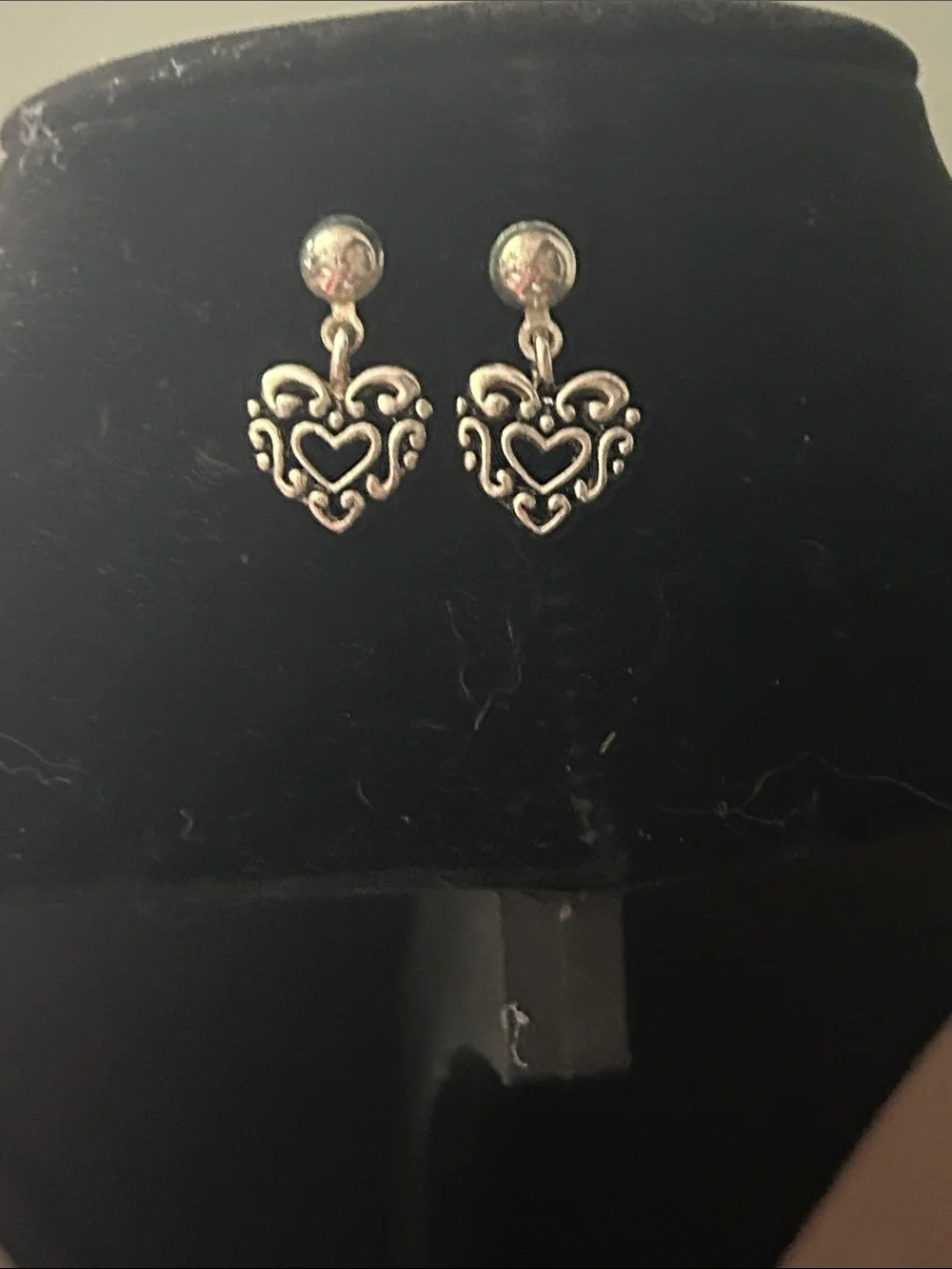 Brighton Silver-Tone Heart Filigree Drop Earrings